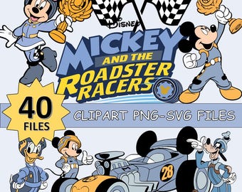 Mickey Roadster Racer SVG PNG, 40 FILES Blue Car Racing (Digital Download)