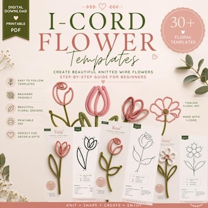 Libro de plantillas de flores con cordón I / Más de 30 patrones de arte floral con alambre (PDF imprimible) (Descarga en PDF)