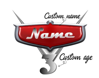 Custom Cars Logo, Editable Name Design, Cars Cake Topper (Canva Editable)