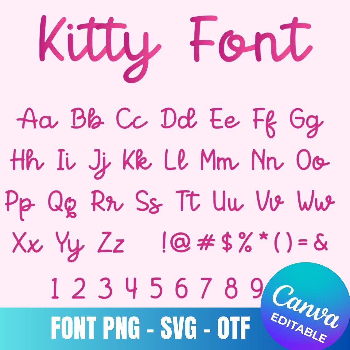 Kitty Font SVG, PNG, Adorable Script (canva Editable) - Etsy
