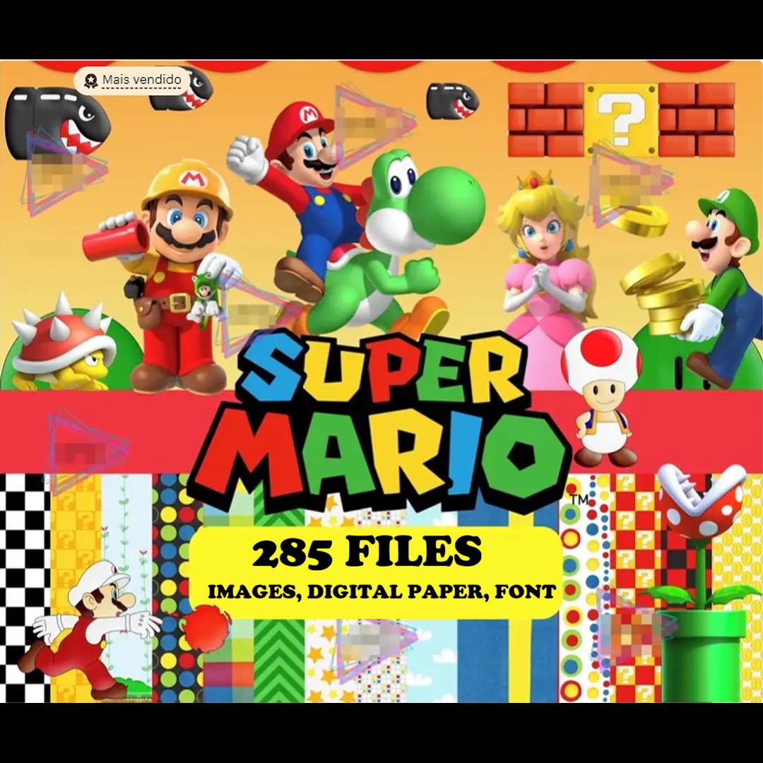 Super Mario PNG Clipart Bundle: 285 Dateien, Digitales Papier, Schrift (Digitaler Download)