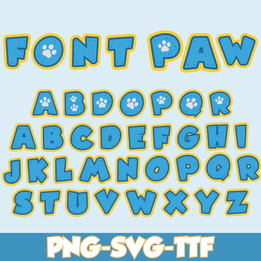 Paw-ty Font PNG, SVG, TTF – Alphabet With Adorable Script (digital ...
