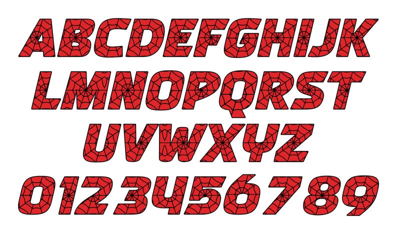 Spidey Font SVG PNG Clipart – Alphabet and Numbers With Adorable Script ...