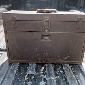 Vintage Kennedy Machinist Tool Box Brown 7 Drawers with Front Cover 20"x13"x8.5" **Read**