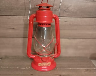 vintage Dietz Junior No.20 Red Railroad Lanterne globe en verre au kérosène