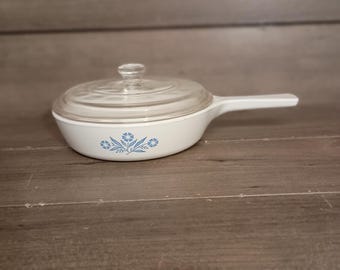 Cacerola vintage Corning Ware Blue Cornflower P-83-B de 6,5" con tapa Pyrex P83C.
