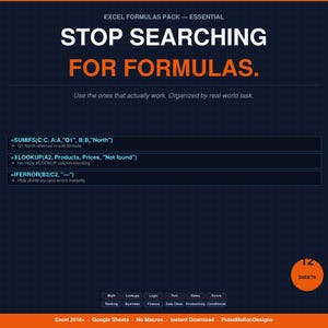 Excel Formulas Cheat Sheet | 60+ Essential Functions by Real-World Task | Google Sheets Included