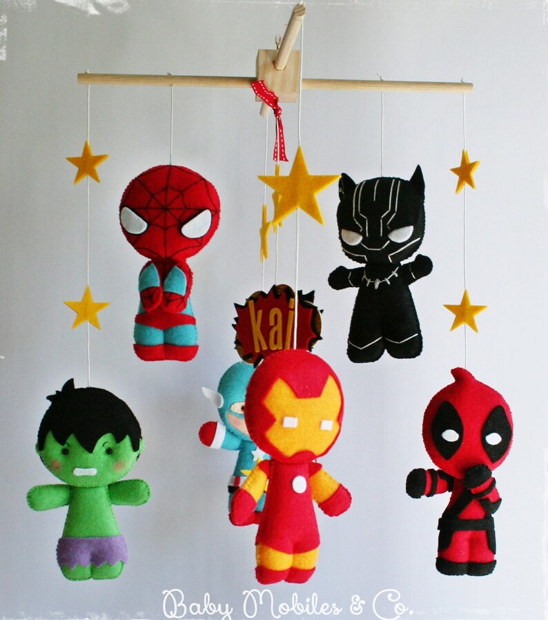 mother/'s day gifts baby nursery decor baby mobile decor nursery bending nursery mobile Black Panther Iron Man Spiderman Hulk Captain America