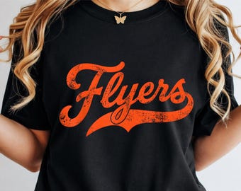 Flyers Vintage PNG, Retro Sports Mascot Shirt Design, College Varsity Game Day Graphic Sublimation (Digital Download)