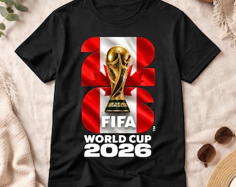 Canada 2026 Coppa del Mondo PNG, Design della bandiera del Canada per il trofeo FIFA, Grafica per tifosi di calcio, Campionato di calcio (Download digitale)