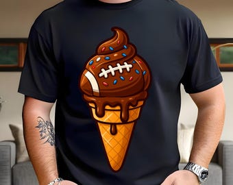 Football Ice Cream Drip PNG, Funny Sports Dessert Design, American Football Sweet Treat Clipart, Cute Game Day Graphic, Digital Download