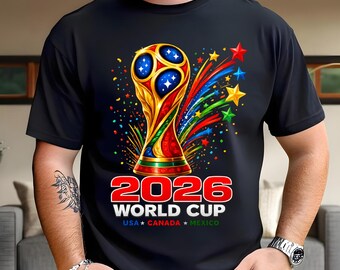 Coppa del Mondo 2026 PNG, grafica del trofeo di calcio, design USA Canada Messico, maglietta da tifoso di calcio PNG, sublimazione (download digitale)