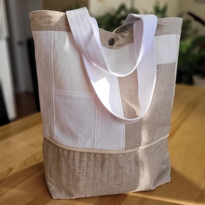 sac fourre-tout blanc en lin et coton