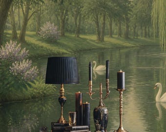 Tranquil Lake Swans Wallpaper: Peel and Stick Mural