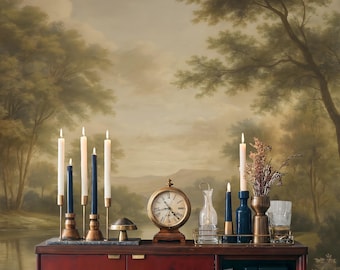 Misty Forest Landscape Wallpaper: Peel and Stick Mural