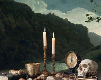 Classical Landscape Art Wallpaper: Moody Scenic Decor Wall Mural, Peel and Stick
