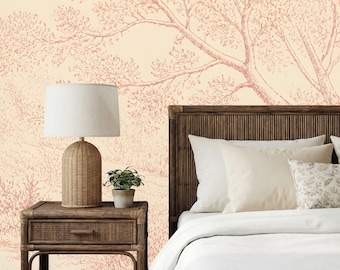 Vintage Tree Sketch Wall Mural: Peel and Stick Wallpaper