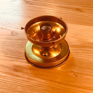 4 Inch Semi Flush Ceiling Light Fitter, Raw Brass Shade Holder, Vintage Lighting Hardware
