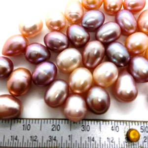 1 piece undrilled Pink Purple elongated Cultured Pearl picked from lot - most 10 x 8 mm pearls
