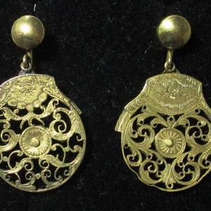 Antique Verge Fusee watch balance earrings - Father time motif - clip on earrings - brass / gold plated
