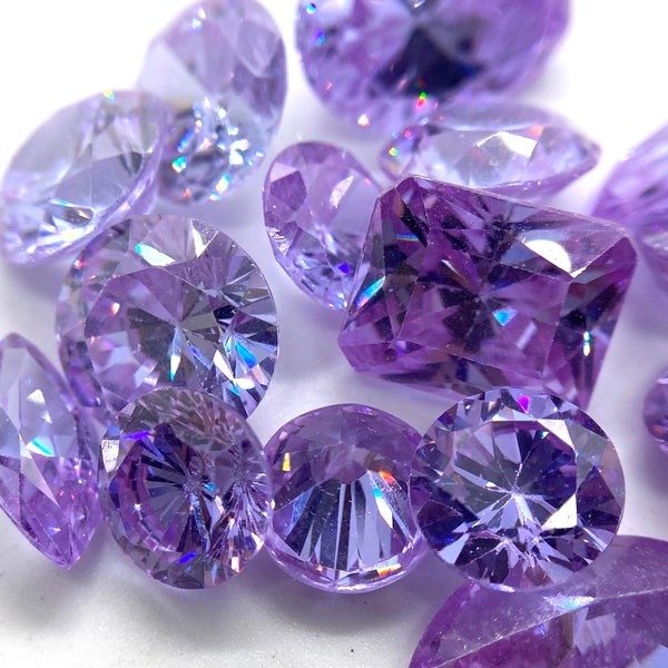 Cubic Zirconia - old stock high grade with lots of fire -  select your cut and size! 8 mm round, marquises , etc - old Russian purple lilac