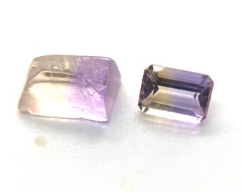 Ametrine rough and cut set - 0.92 carat faceted Ametrine with 2.15 ct rough - Bolivia - Natural