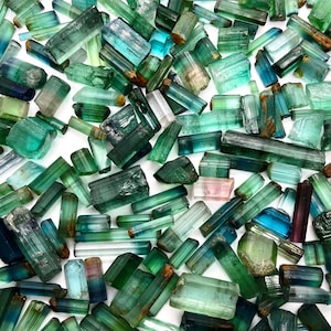10 carats of Teal Blue-Green Tourmaline crystals picked from lot - up to 3 carat sizes - Ijero mine, Nigeria - natural Elbaite