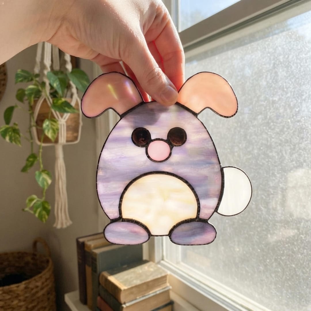 Bunny Stained Glass Pattern PDF, Cute Rabbit Suncatcher, Easter Glass ...