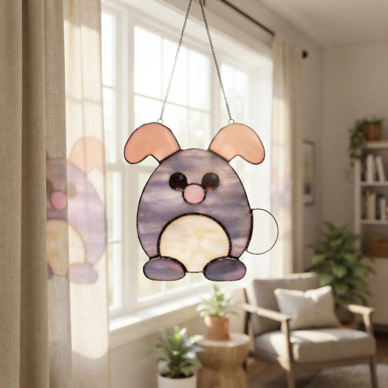 Bunny Stained Glass Pattern PDF, Cute Rabbit Suncatcher, Easter Glass ...