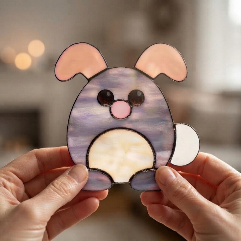Bunny Stained Glass Pattern PDF, Cute Rabbit Suncatcher, Easter Glass ...