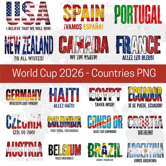 World Cup 2026 PNG Bundle, FIFA World Cup Svg, Soccer Nations PNG, Football World Cup 2026, World Cup Sublimation