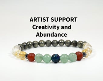 Artist Support Crystal Bracelet – Inspiration, Creativity, Money and Abundance | Citrine, Carnelian, Pyrite, Green Aventurine
