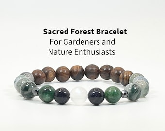 Sacred Forest Bracelet | Moss Agate & Moonstone Bracelet | Woodland Inspired Crystal Jewelry | Nature Lover Gift