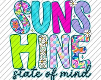 Colorful Sunshine State of Mind PNG, Summer Beach Shirt Design (Digital Download)
