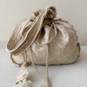 Wedding Favor, Indian Bridesmaid Gift, Mehendi Bag | Silk Brocade Potli Bag