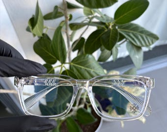 Chrome Glasses CH Clear and Silver frames Blue-Light/Gothic/Punk/Crosses/Y2K Style