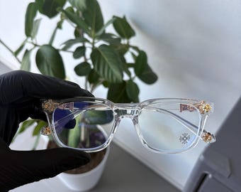 Chrome Glasses CH clear and gold frames Gothic/Punk/Crosses/Y2K Style