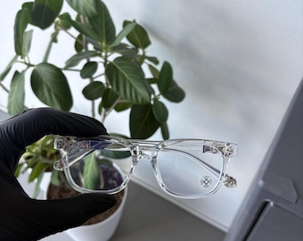 Chrome Glasses CH clear and silver frames Gothic/Punk/Crosses/Y2K Style