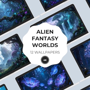 Pack de papiers peints fantastiques extraterrestres : fonds d'écran 4K bioluminescents, jungle rougeoyante et îles flottantes
