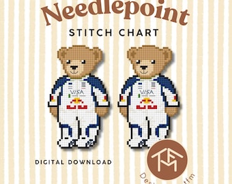 F1 Racing Bulls Bears Digital Needlepoint Stitch Chart