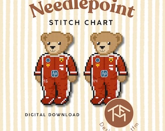 F1 Ferrari Bears Digital Needlepoint Stitch Chart