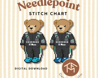 F1 Mercedes Bears Digital Needlepoint Stitch Chart