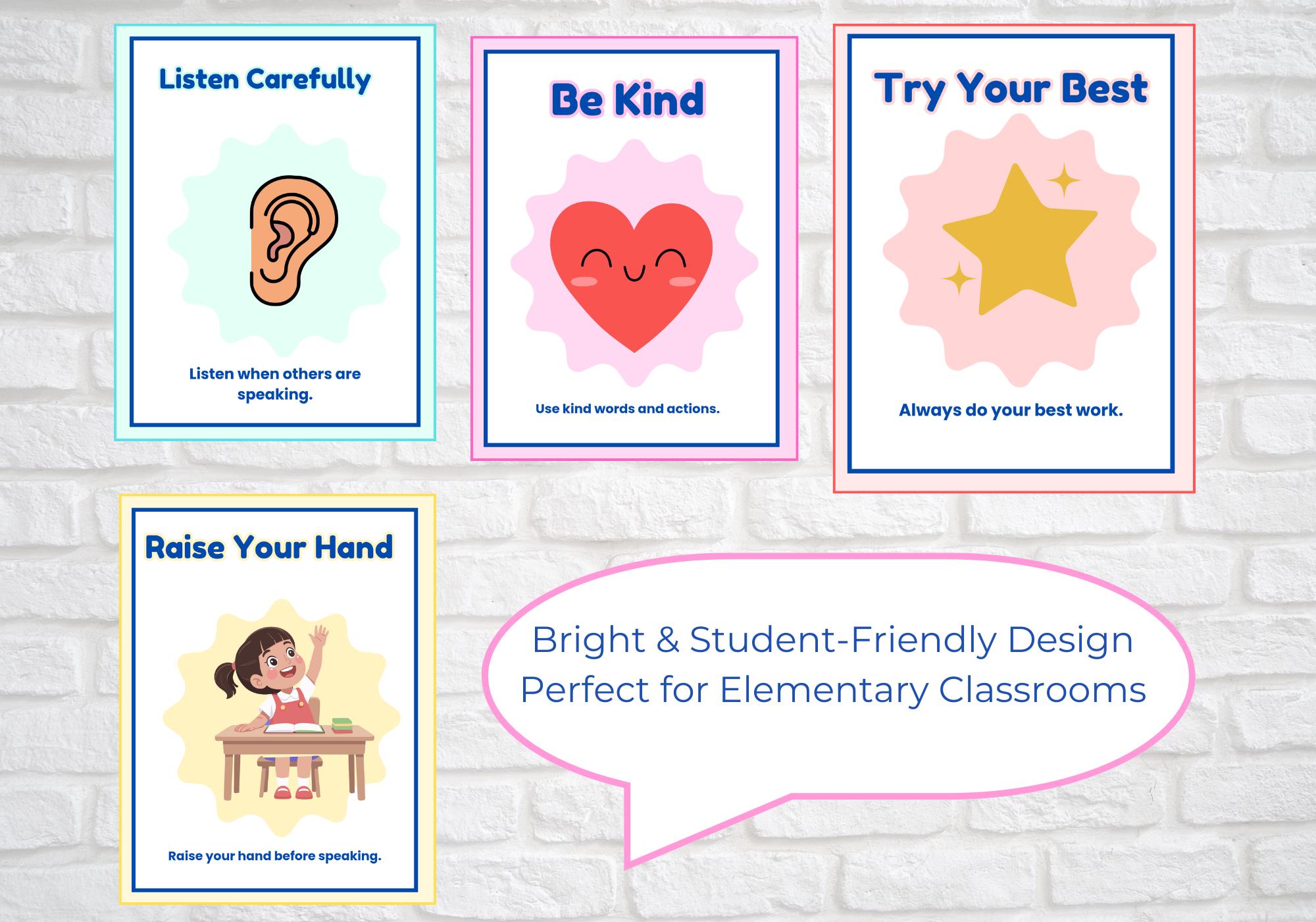Classroom Rules Posters Printable | Classroom Management Decor ...