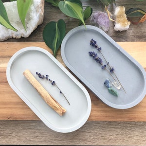 Handmade Concrete Tray: Sage Stick & Jewelry Holder (7" x 3.5")