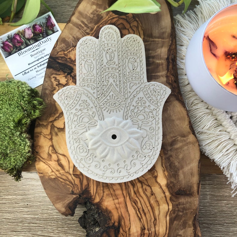 Concrete Incense Holder Hamsa Hand Incense Holder Cement Etsy