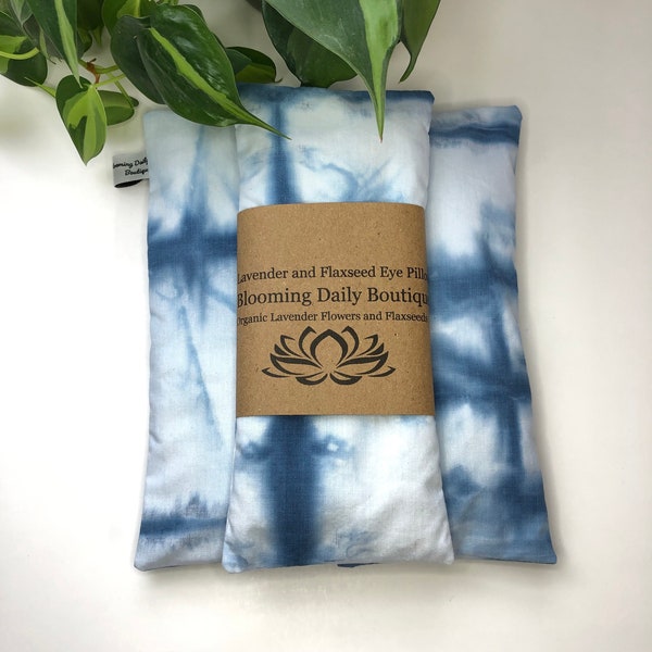 Lavender Eye Pillow, Shibori Indigo dyed Cotton- Meditation Eye Pillow - Yoga Nidra, Savasana Eye Pillow - Weighted Eye Pillow