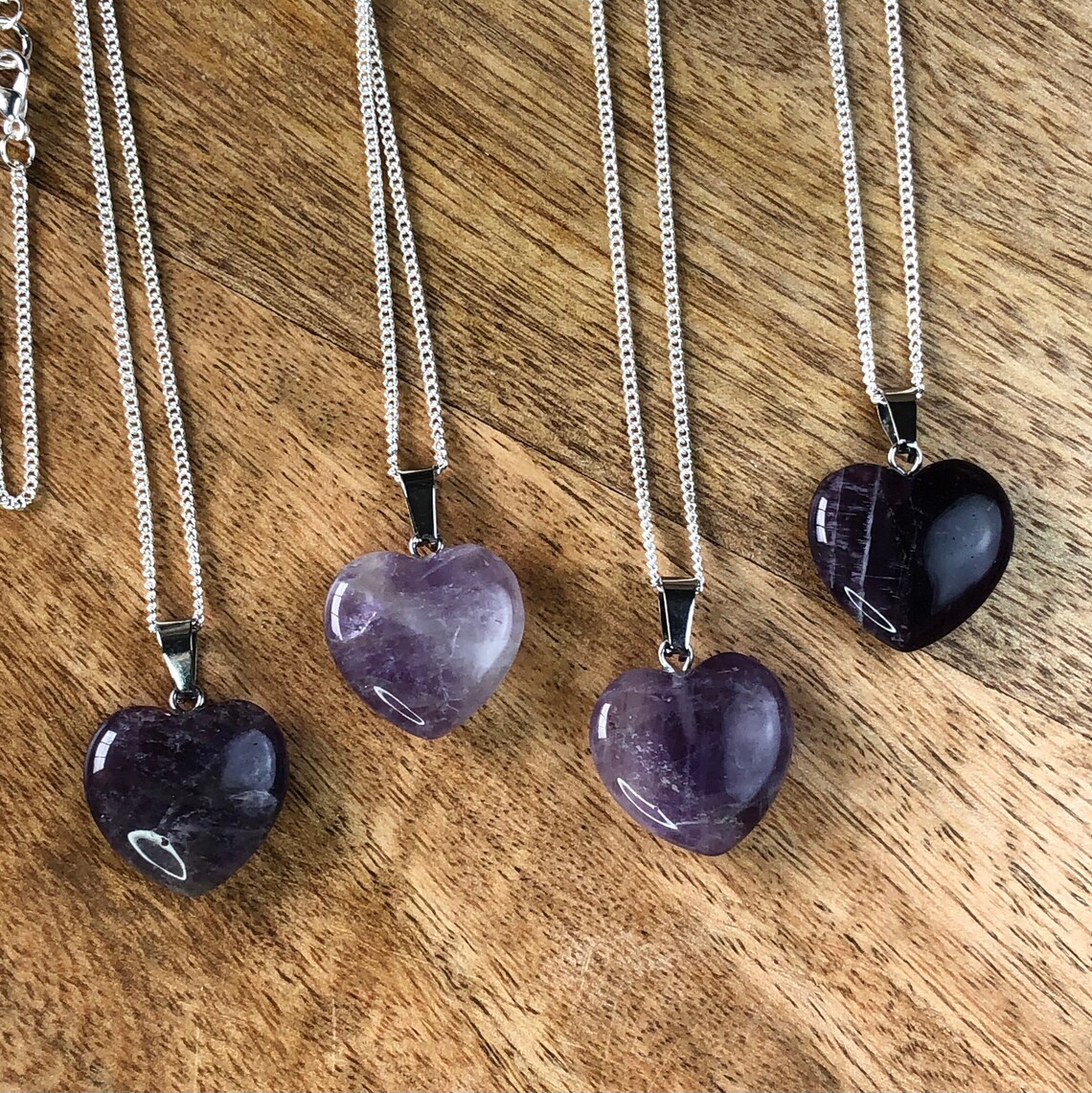 Amethyst Heart Necklace Amethyst Crystal Necklace Gemstone Etsy