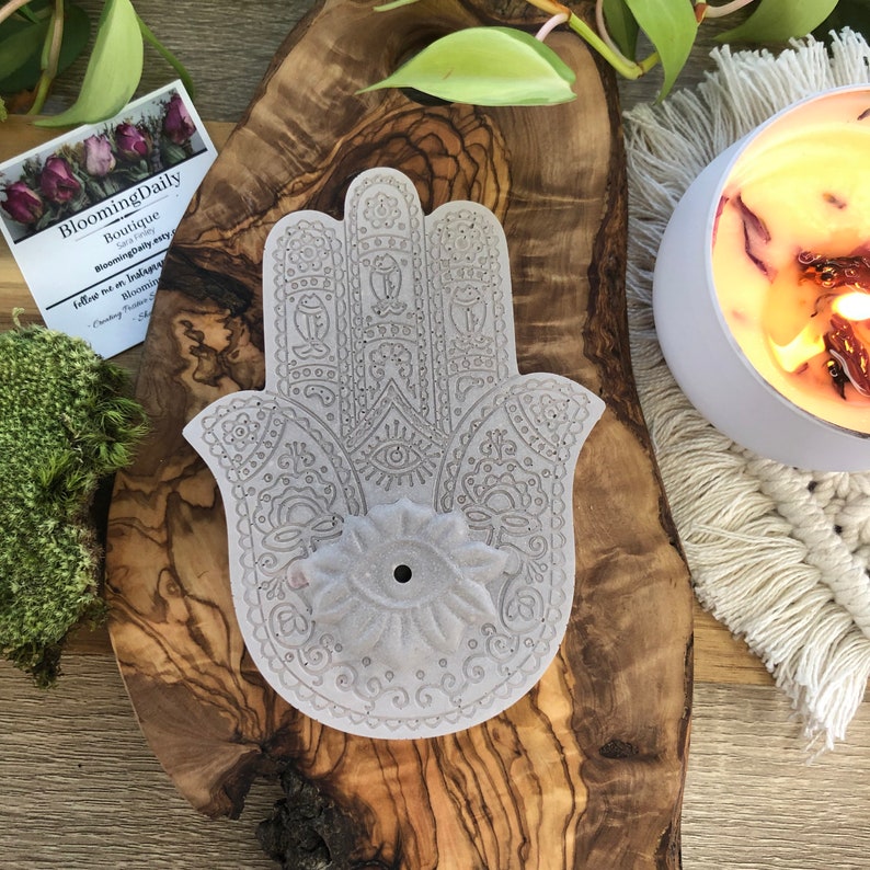 Concrete Incense Holder Hamsa Hand Incense Holder Cement Etsy
