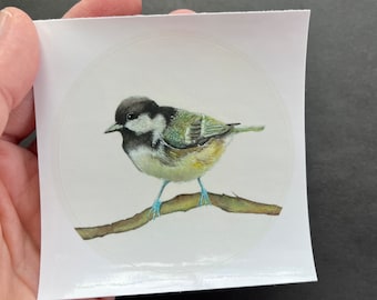 Bird Stickers, Chickadee Bird Stickers, 2 inch Vinyl Bird Watcher Sticker, Art Stickers, Cottage Core Art, Bird Stickers for Water Bottles,