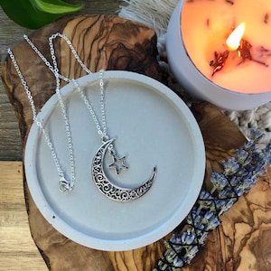 Moon & Star Necklace, Moon Necklace, Celestial Moon Necklace, Love You to the Moon Necklace, Silver Moon and star Necklace, Boho Jewlery